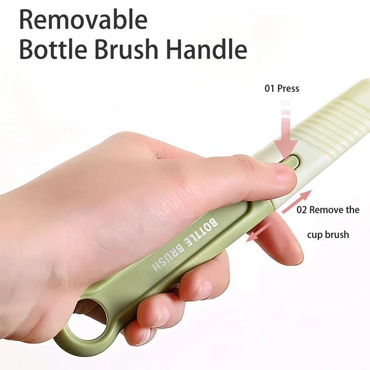 Baby Bottle Brush Set  Food Grade Easy Silicone Bottle Brush Pacifier Cup Nipple Cleaning Brushes Set With Drainage Rack