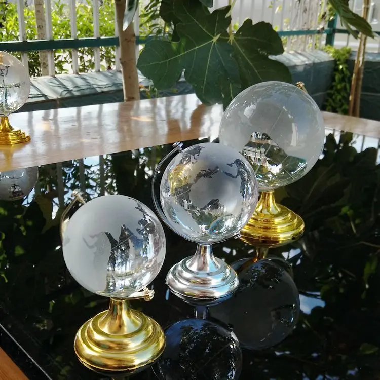 Clear Crystal Globe with Golden Silver Stand MH-Q0039