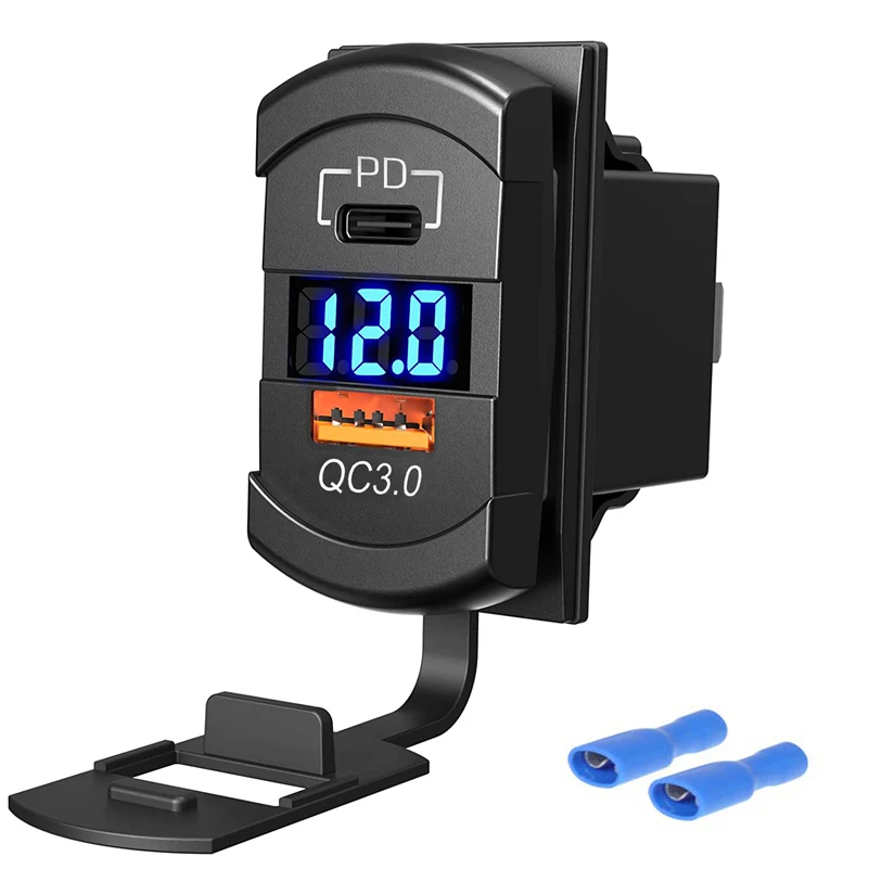 Modified Dual USB Digital Display Fast Charge Dual PD QC3.0 Fast Charging Type C Motorcycle Charger ATV Modified Car Charger
