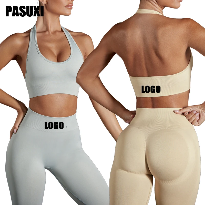 PASUXI Custom Ladies Fitness Gym Yoga Wear Sets Womens Gym Leggings High Waist Seamless Workout 4 Piece Yoga Set