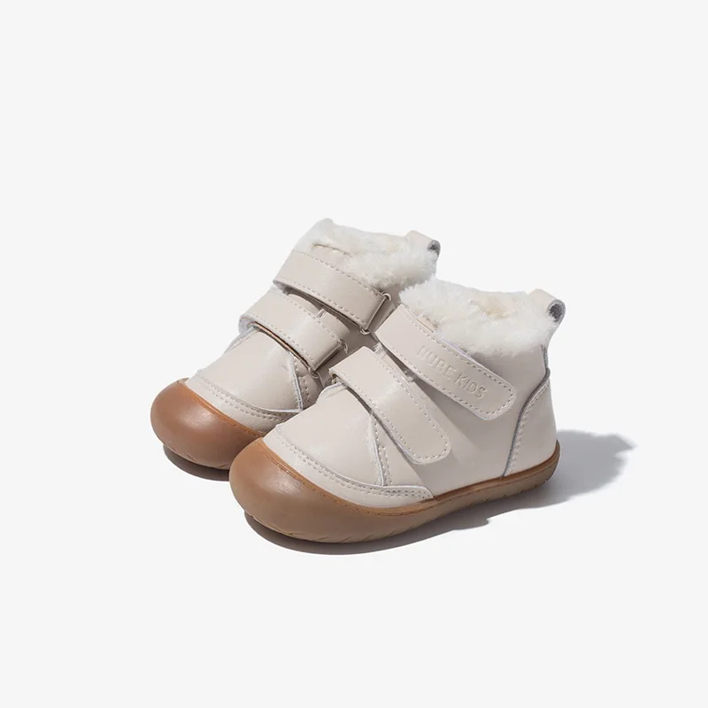 Wholesale Winter Fashionable Outdoor Soft Warm Kids Cotton Rubber Walking Cowhide Snow Boots for Girls