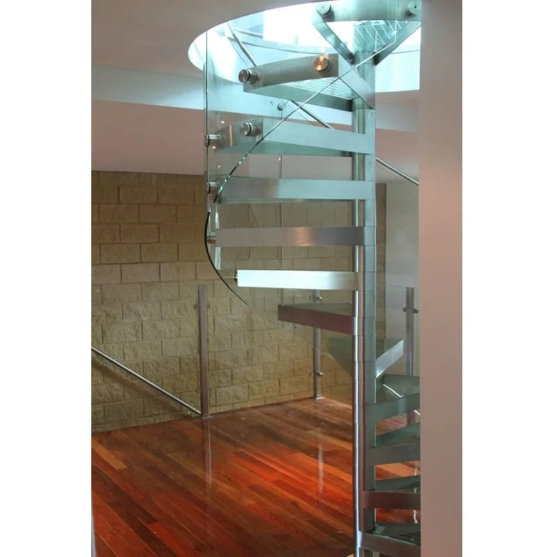 Prefabricated stainless steel glass spiral staircase