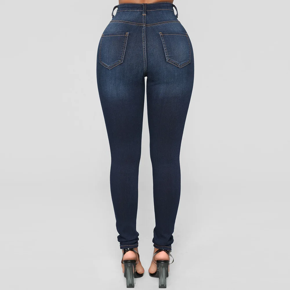 Autumn And Spring 2022 Women Denim Skinny Pants high-Waist Blue Black Slim Elastic Lady Jeans