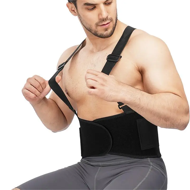 Back Brace Lower Lumbar Support with Suspenders Adjustable Back Belt for Heavy Lifting Workout Back Pain Relief