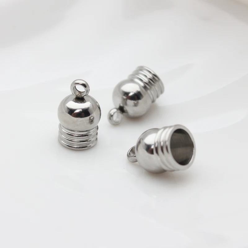 1PCS/Lot 6mm Stainless Steel Bell End Tip Cap For Jewelry Necklace DIY Making Tassel Leather Cord Pendant Caps Accessories