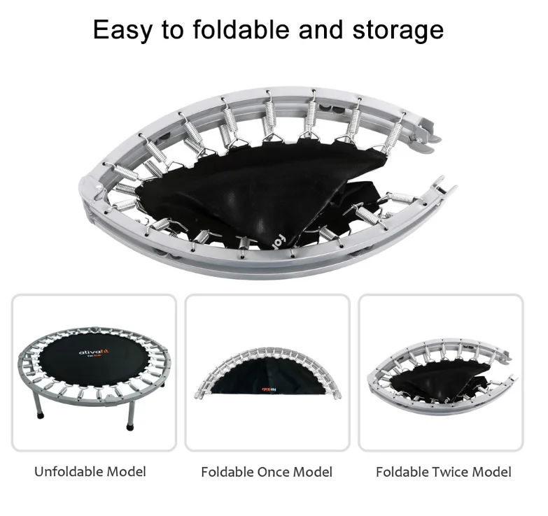 Mini 36 Inch 4-Folding Indoor Trampoline Children Fitness Hexagonal Trampoline With Handle Bar