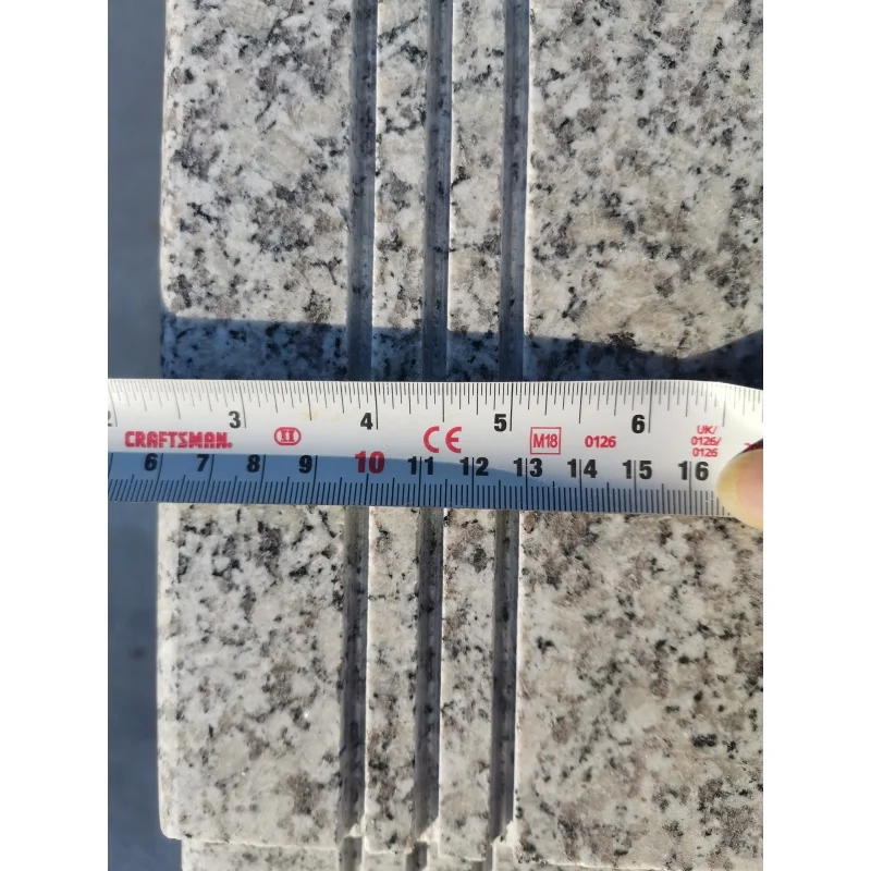 China natural grey granite G602 stair steps 112X28X2 cm with Polished surface,one long side bullnose,3 anti-slip grooves