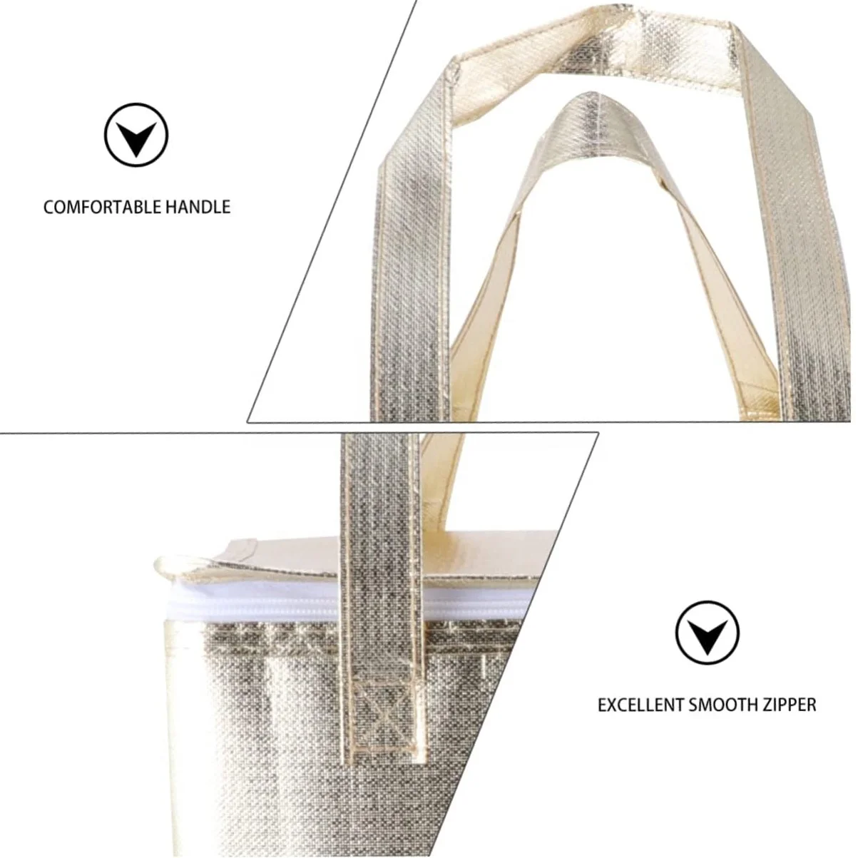 Custom 3 Pack Non-Woven Insulation Thermal Tote Bag Storage Organizer Delivery Bag Lunch Bag Box with Zipper for Cake Food Drink