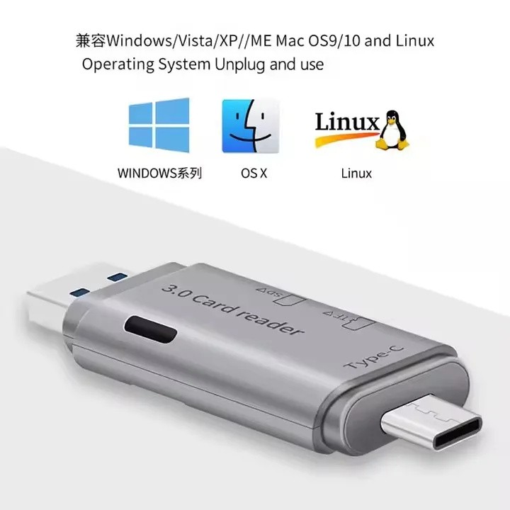 Eonline Card USB3.0 2-in-1 Micro Reader for Computer PC Smart Card ReaderMemory Card Adapter TF