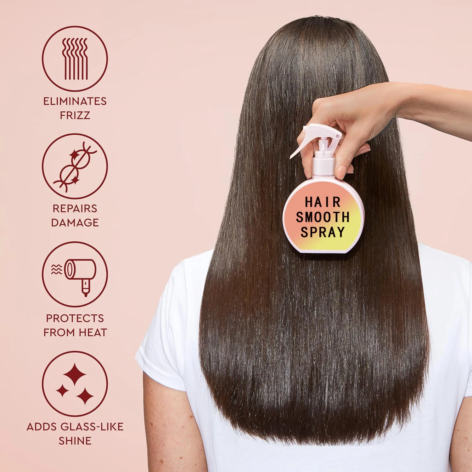 Anti-frizz Hair Mist Frizz Block Smoothing Spray De-Frizzes, Smooths and Protects Hair Against Humidity