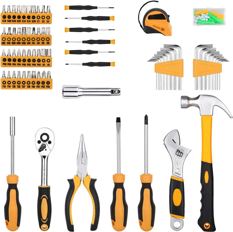 158 Piece hand Tool Set General Household Hand Tool Kit Auto Repair Tool Set with Plastic Toolbox Storage Case