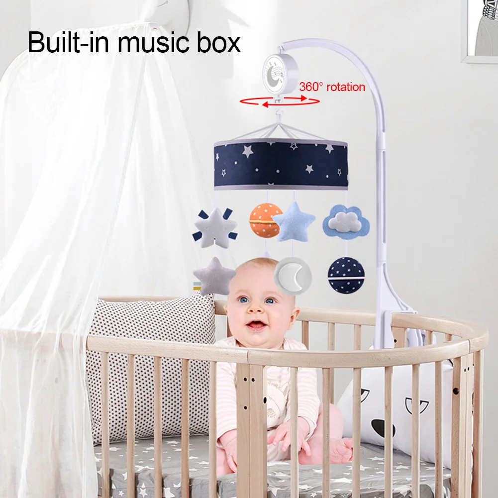 Mobile Musical Baby Crib with Stars and Planet Plush Baby Bedside Bell