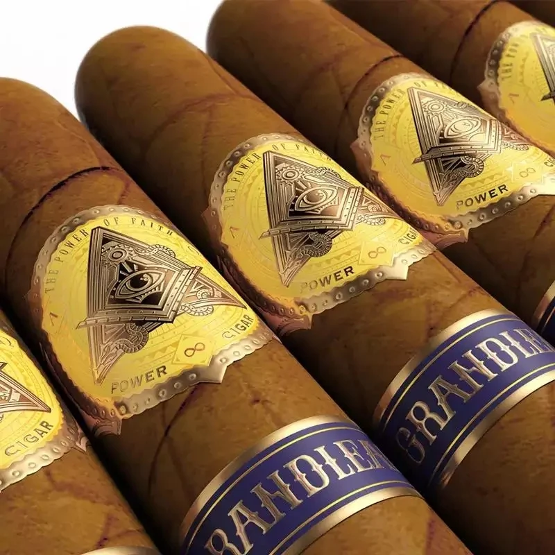 Custom High Quality Cigar Ring Sticker Labels Gold Foil Stamping Embossed Cigar Band Label