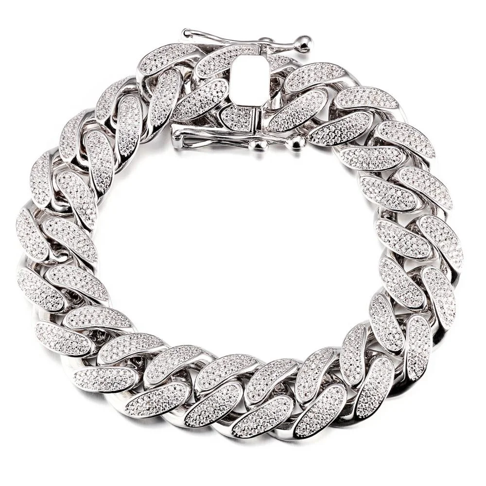 Jasen Jewelry  hot selling Rainbow Oval Pattern cuban Key Chain Bracelet For Hip Hop style  for man