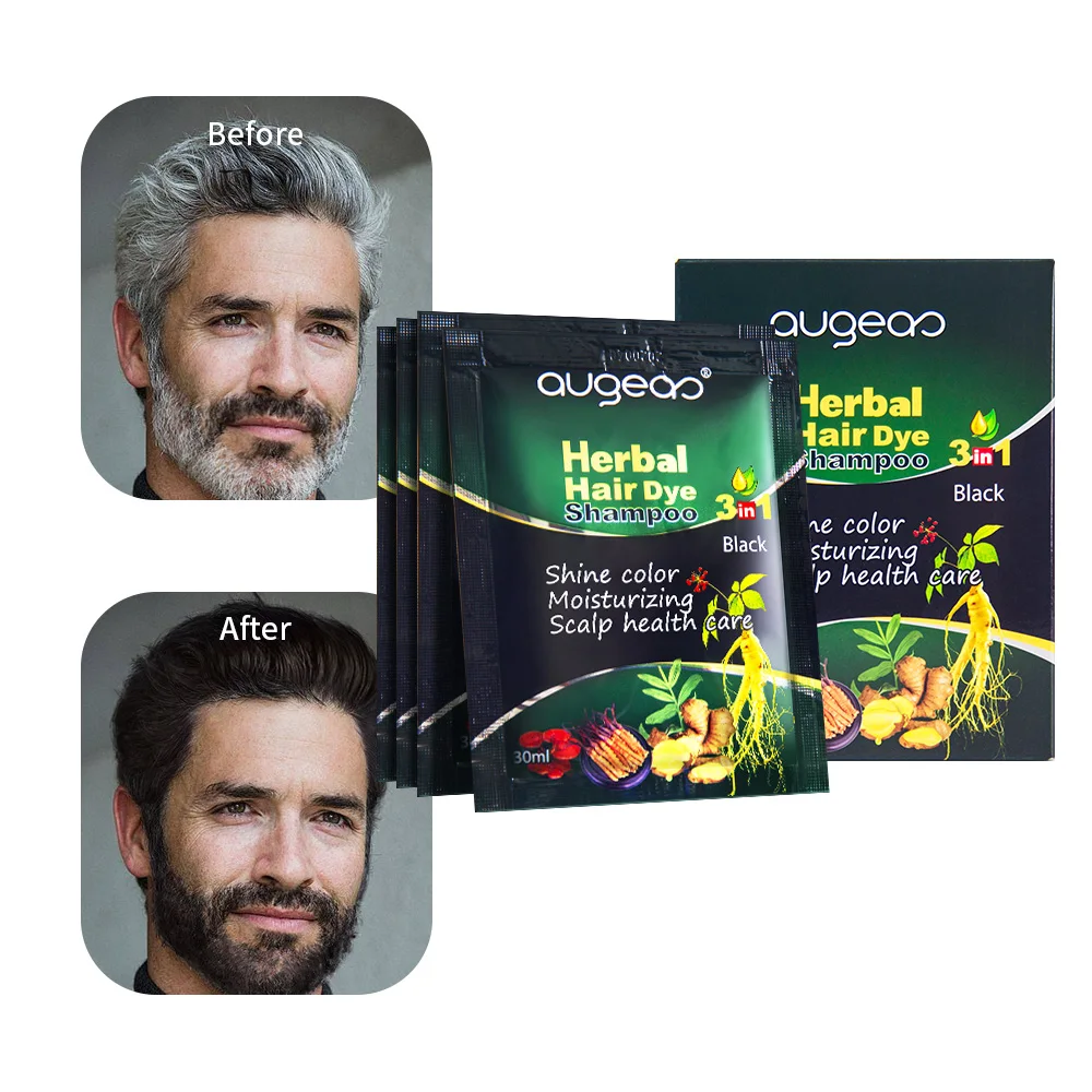 30Ml hair shampoo Guangzhou meidu dye shampoo Evenly colored Herbal extracts No ammonia free fast genger hair black shampoo