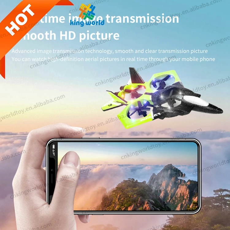 KW Hot 2.4GHz 4CH New Fighter RC Air Plane Jet with LED Lights with WIFI FPV Camera for Training Beginners