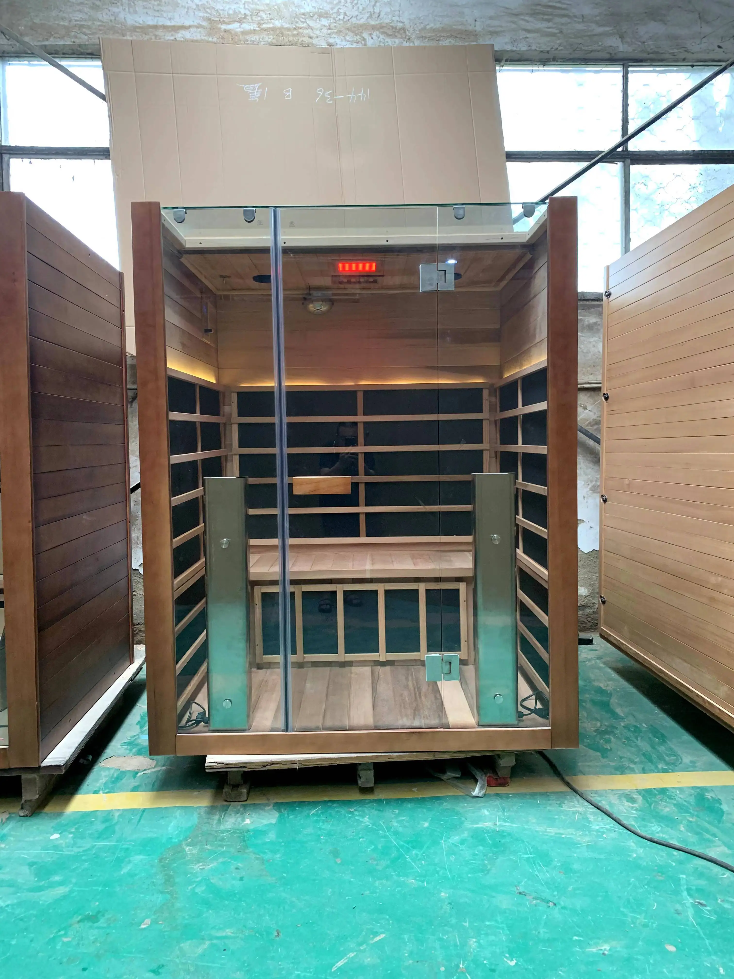 Best seller 2 people red cedar infrared sauna room low emf carbon heater sauna house with glass roof
