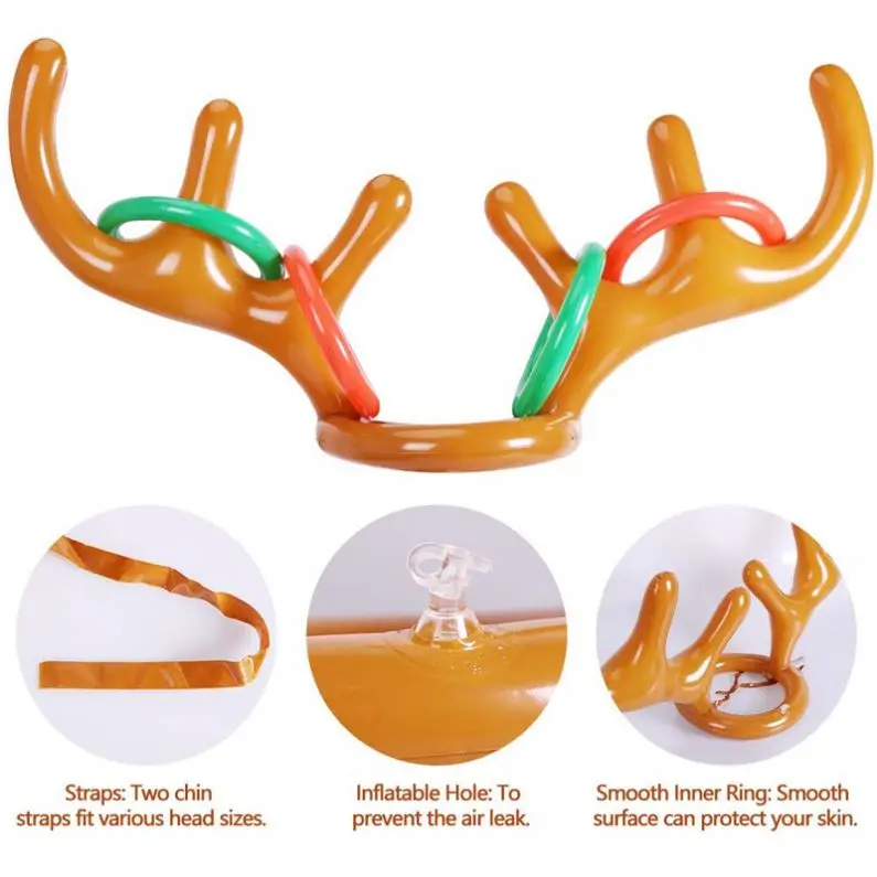 2020 Kids Toys Inflatable Christmas Deer Antlers Headband Ring Toss for Game Party
