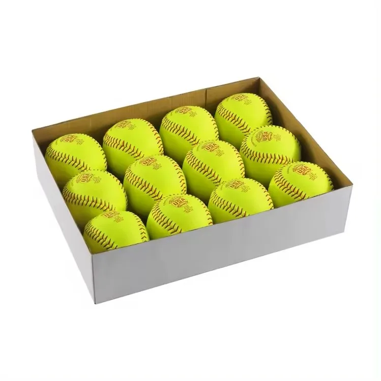 MOZKUIB High-Quality 11/12 inch Official Size and Weight Leather Softball PU Slowpitch Game Softball ball