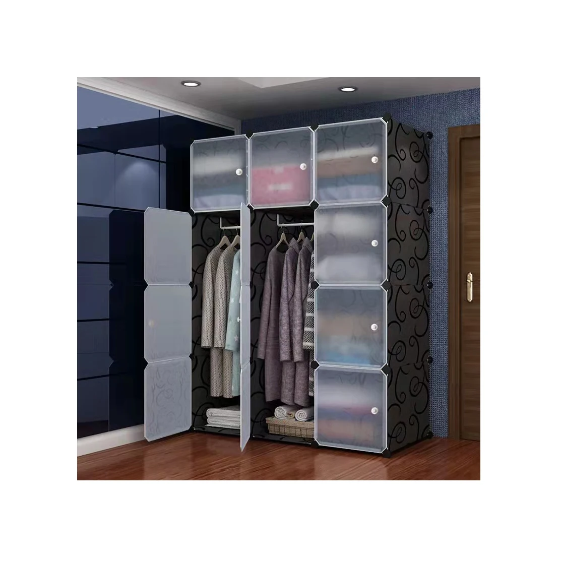 High quality storage folding wardrobe cloth bedroom wardrobe DIY fabric foldable wardrobe
