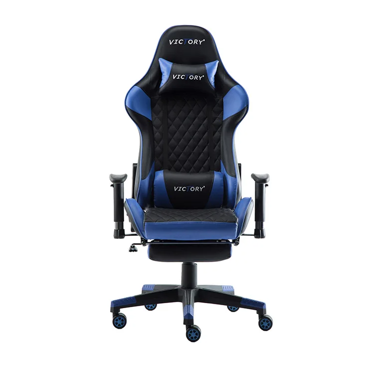 Hot Sale Ergonomic Racing Style Black Pu Leather Gaming Chair With Footrest