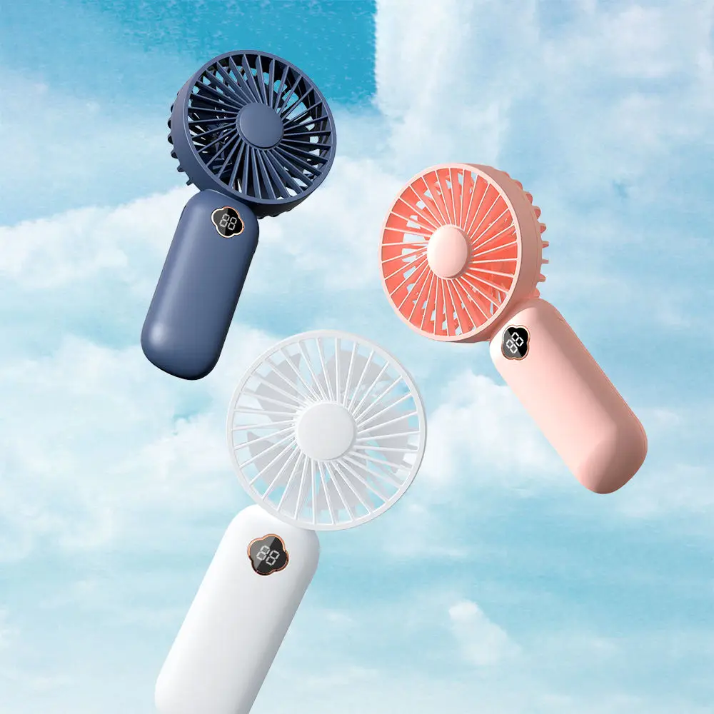 Custom Logo Portable Leafless Mini Fan Air Cooler Usb Rechargeable Handheld Bladeless Fan with Digital Display
