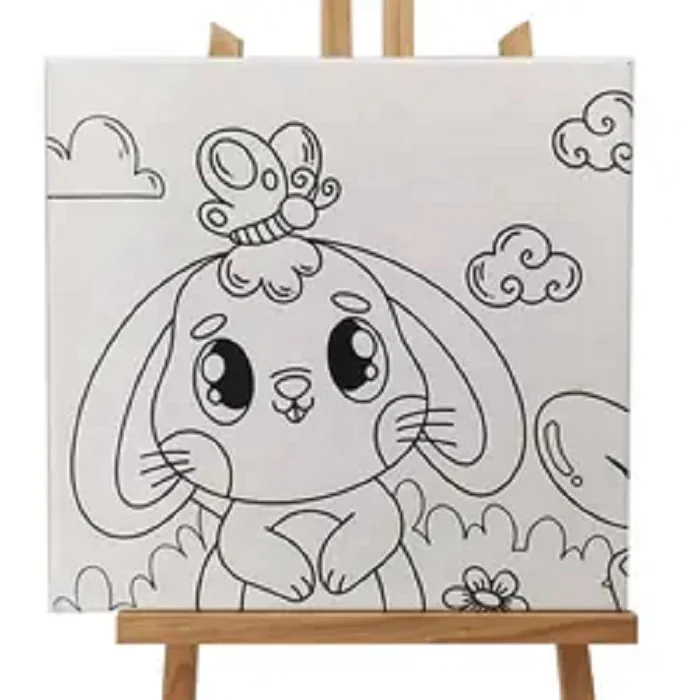 Custom Logo Art Painting Cartoon Design Artist Drawing Printed Stretched Canvas Kids Painting Set
