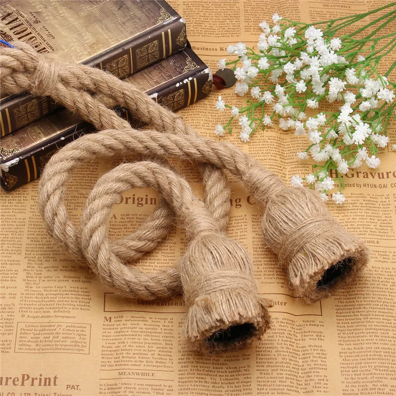 0.5m E27 Hemp Rope Double Head Vintage Hanging Pendant  Light Lamp Industrial Retro Country Style Dining Hall Restaurant Bar