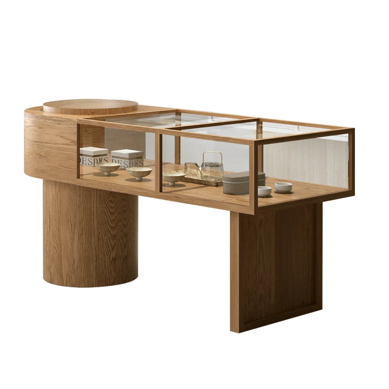 Factory Wholesale Jewelry Display Counter Glass Cabinet Display Case Tea Set Island Table