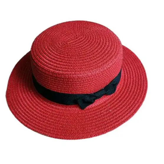Summer Sunhat Travel Outdoor Caps British Style Pure Color Sunscreen Cap Plain Bowknot Straw Hat Beach Hat