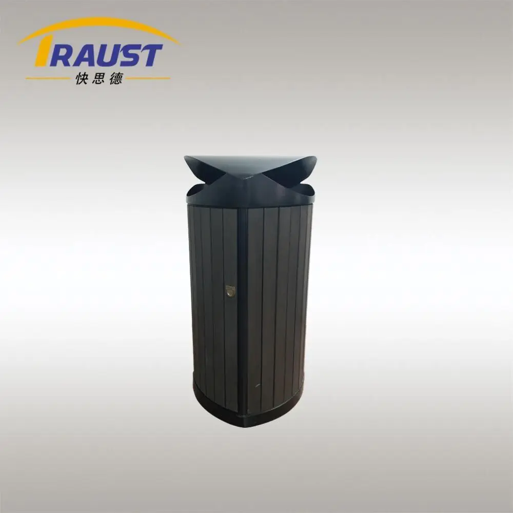 Черные наружные металлические мусорные баки Traust мусорная корзина