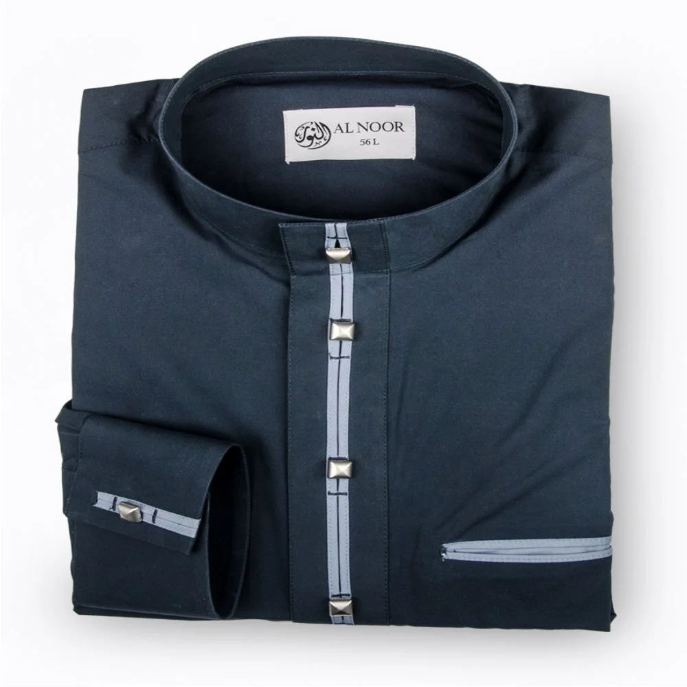 Latest Design Cufflinks Thoub Alnoor Elegant Arabic Robe Casual Long Sleeve Muslim Eid Thobe Islamic Clothing For Youth and Man