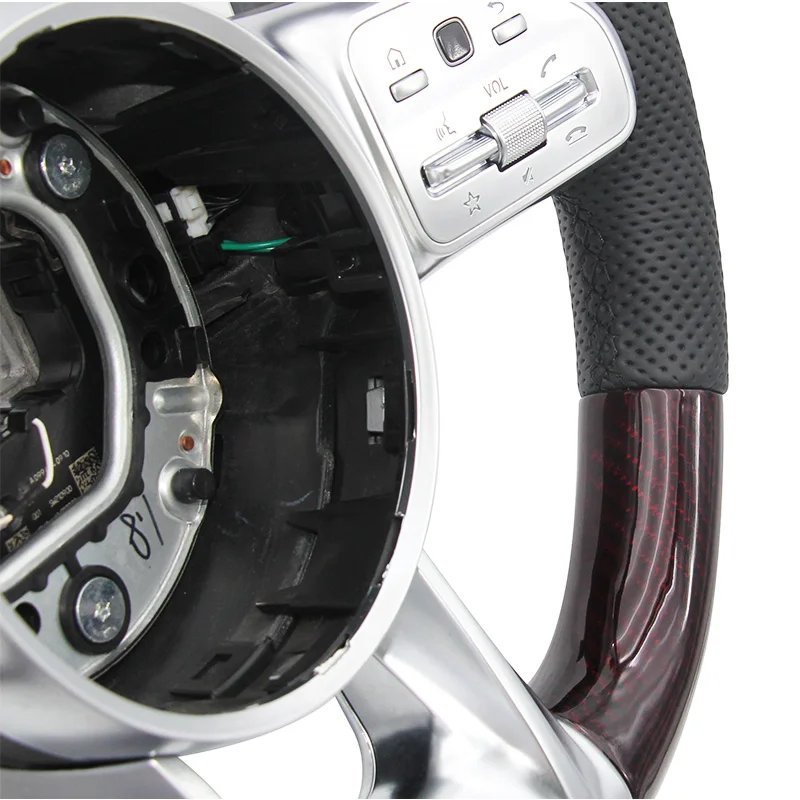 Peach wood black LED modified carbon fiber steering wheel for Mercedes Benz C GLC E S CLS AMG zc-809-t52-y