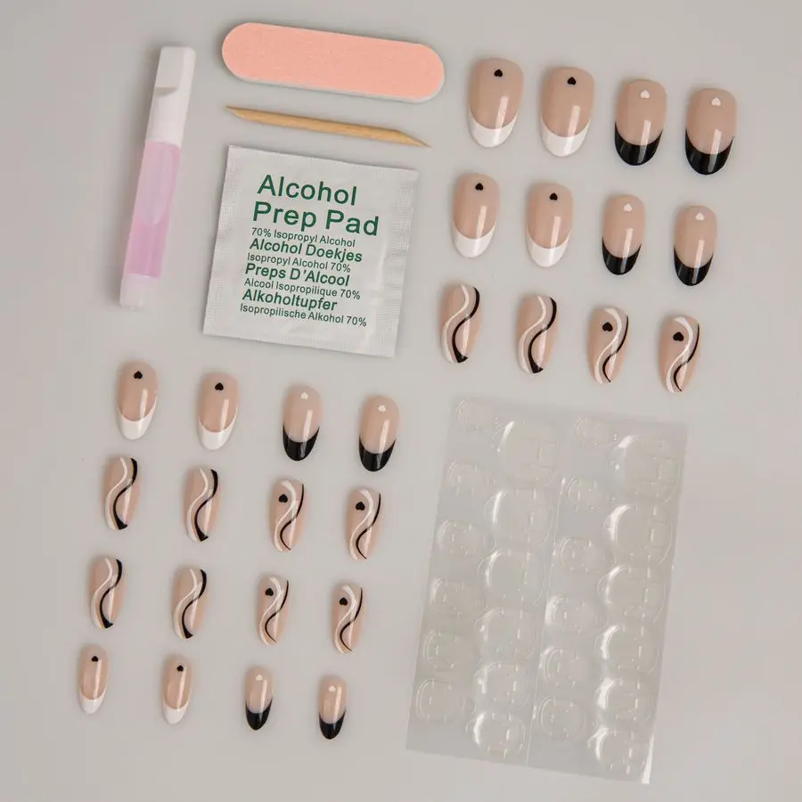 Wholesale Nail Supplier Salon Quality ABS Material Designed French Oval Shape Press on Nails Faux Ongles