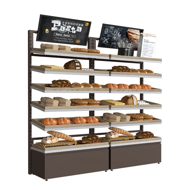 bread display rack customized size Bakery  Display Cabinet Wooden Bread Rack