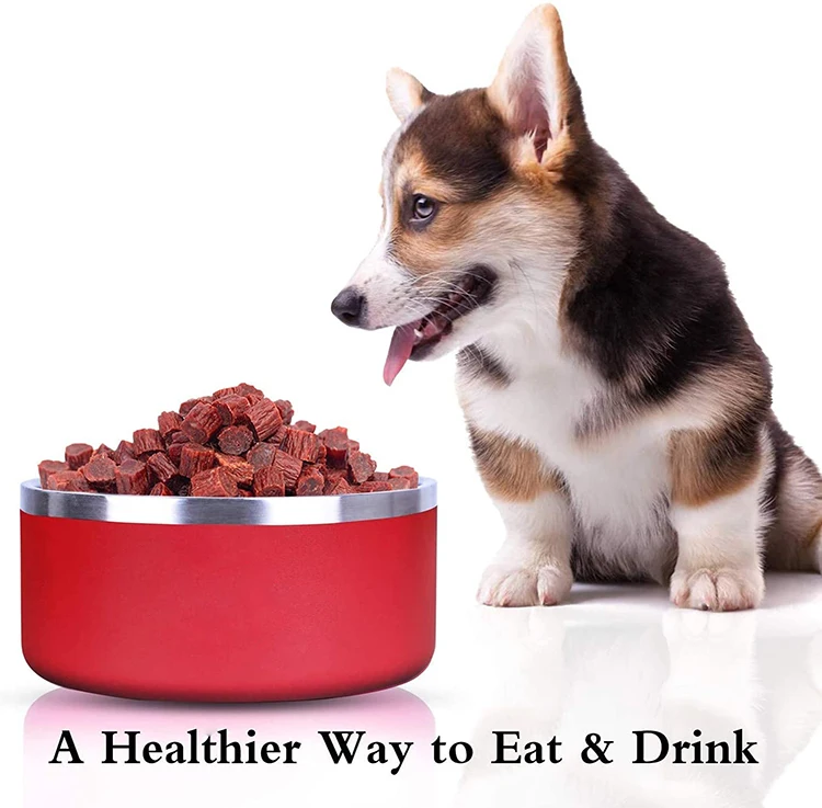 Wholesale Large 64 oz 42oz Dog Bowl Stainless Steel Pet Bowls Food Feeder Powder Coated Metal Dog Bowl for Dog with Logo