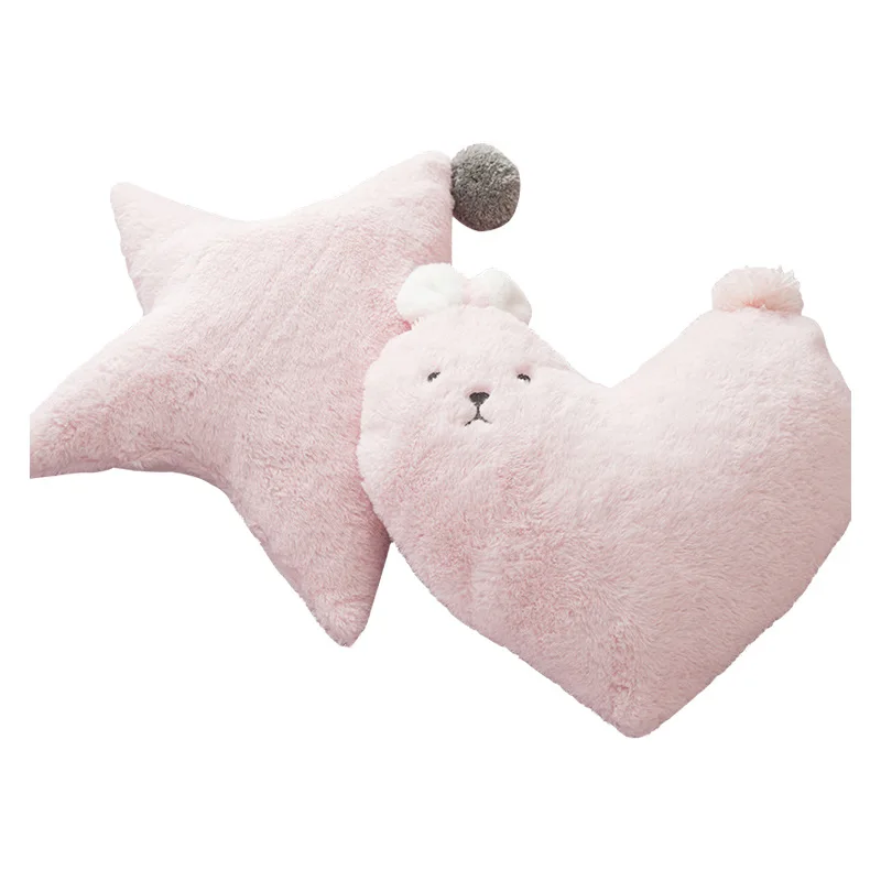 Faux Rabbit Fur Heart Shape Cushion star soft plush decorative pillows  ,Good Quality Fashion Sofa Chair Fake Fur Cushion