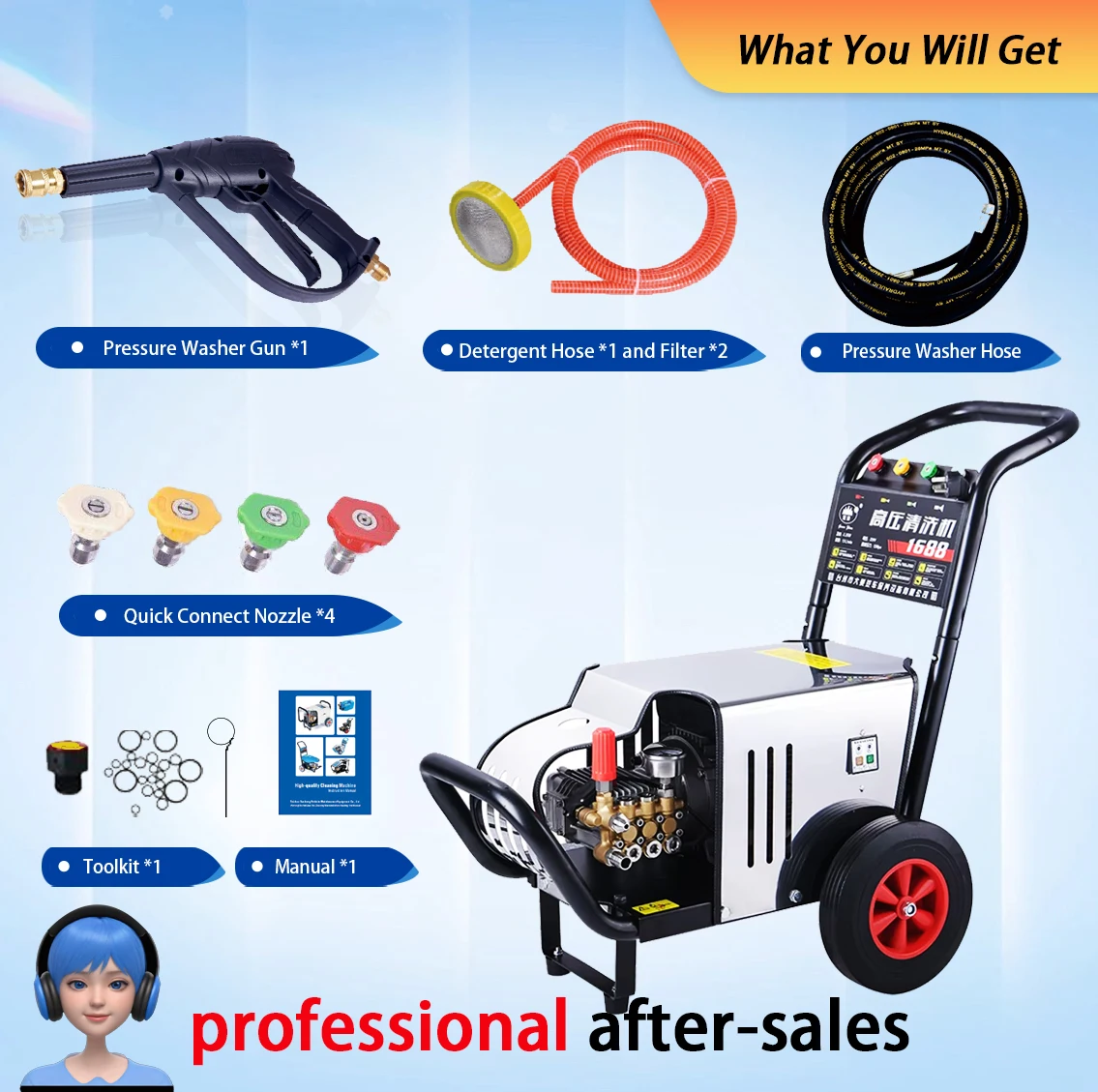 2.2KW High Pressure Wash Machine 100bar 1450PSI Electric Popular Washing Machine Car Washer