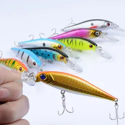 1Pcs Suspend Wobblers Fish Fishing Lure Minnow Hard Bait With 2 Treble Hooks Pescaria Pesca Accessories Tackle Lure 3D Eyes