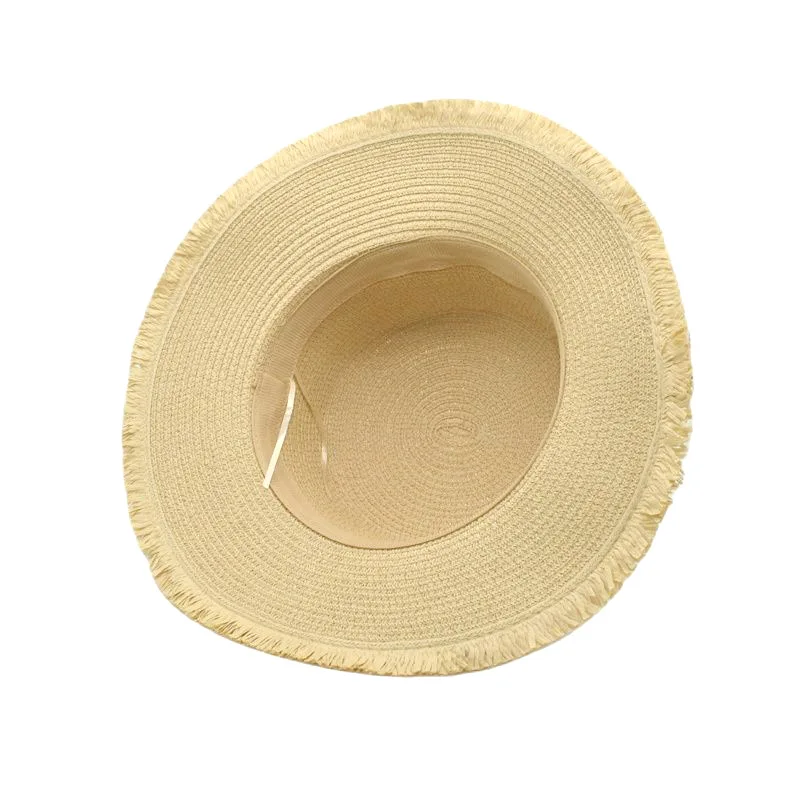 New Style Flat Top Skimmer Boater Hat Wholesale Straw Hat Summer Natural Wheat Straw Hat