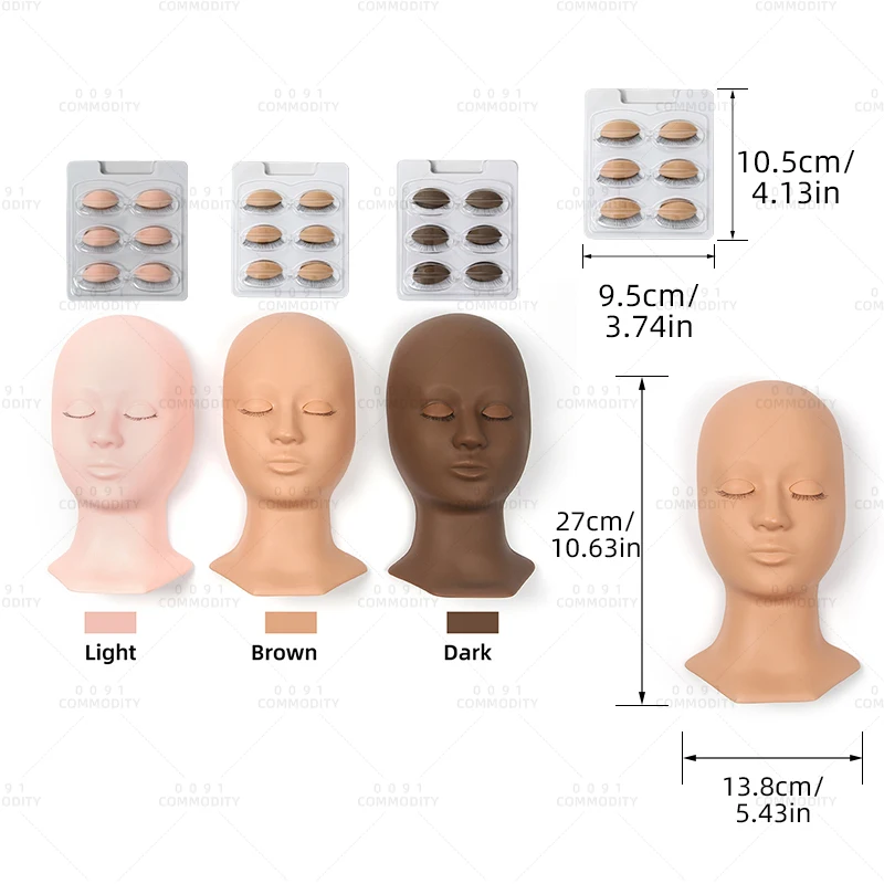 Face Microblading Flat Removable Tattoo Pvc Skin Tool Practice Head Lash Extension Training Model Silicone Eyelash Mannequin