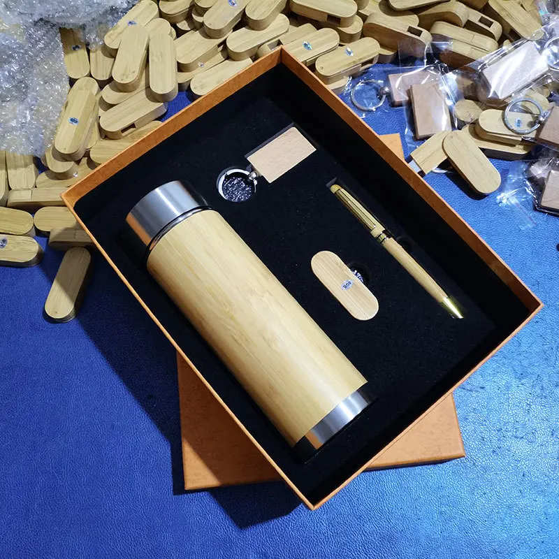 Custom Logo print 6 in 1 enterprise company luxury presents intelligent tumbler pen notebook wedding gifts set for guests