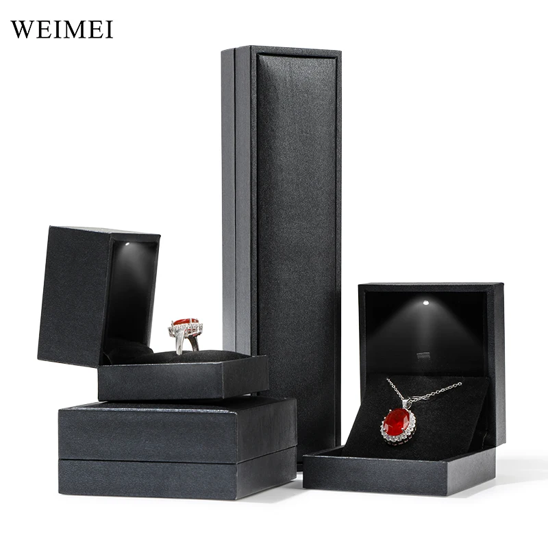 WEIMEI 2024 caja de luz llevada premium шкатулка для ювелирных изделий под заказ Фирменная украшений Кольцо Кулон коробка ожерелья