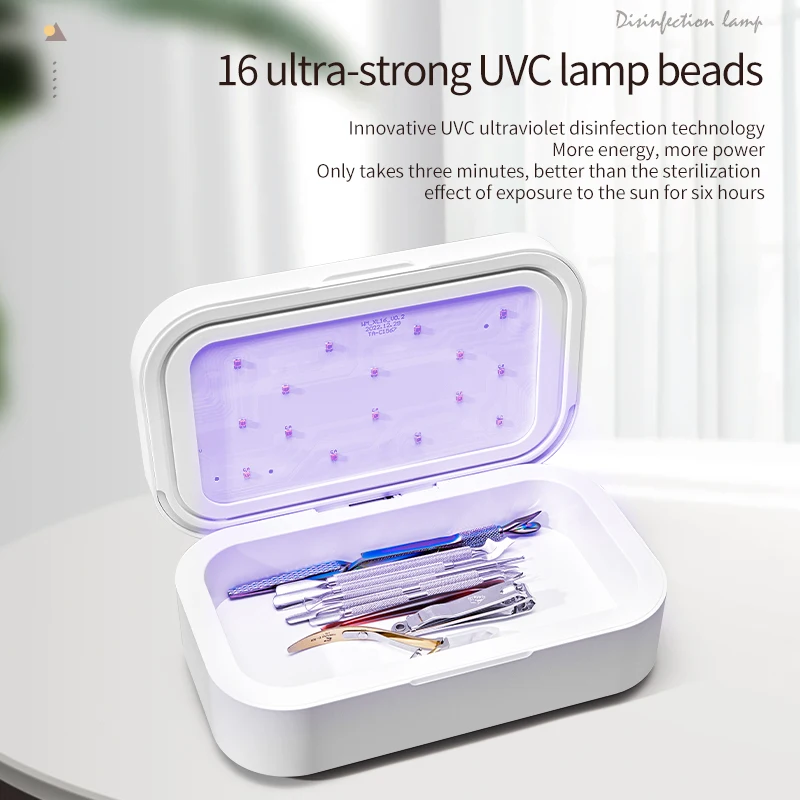 Rechargeable Nail Tool Disinfection Box 32W UV Lamp Sterilization Box For Tweezers/Drill bits/Brush