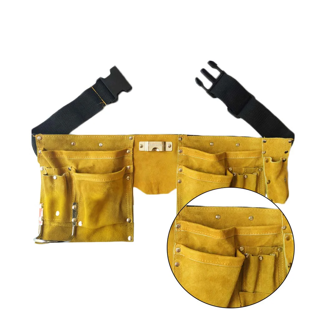 Customized Leather Tool Belt Quick Release Buckle Carpenter Construction Work Apron Tool Storage Pouch Belt