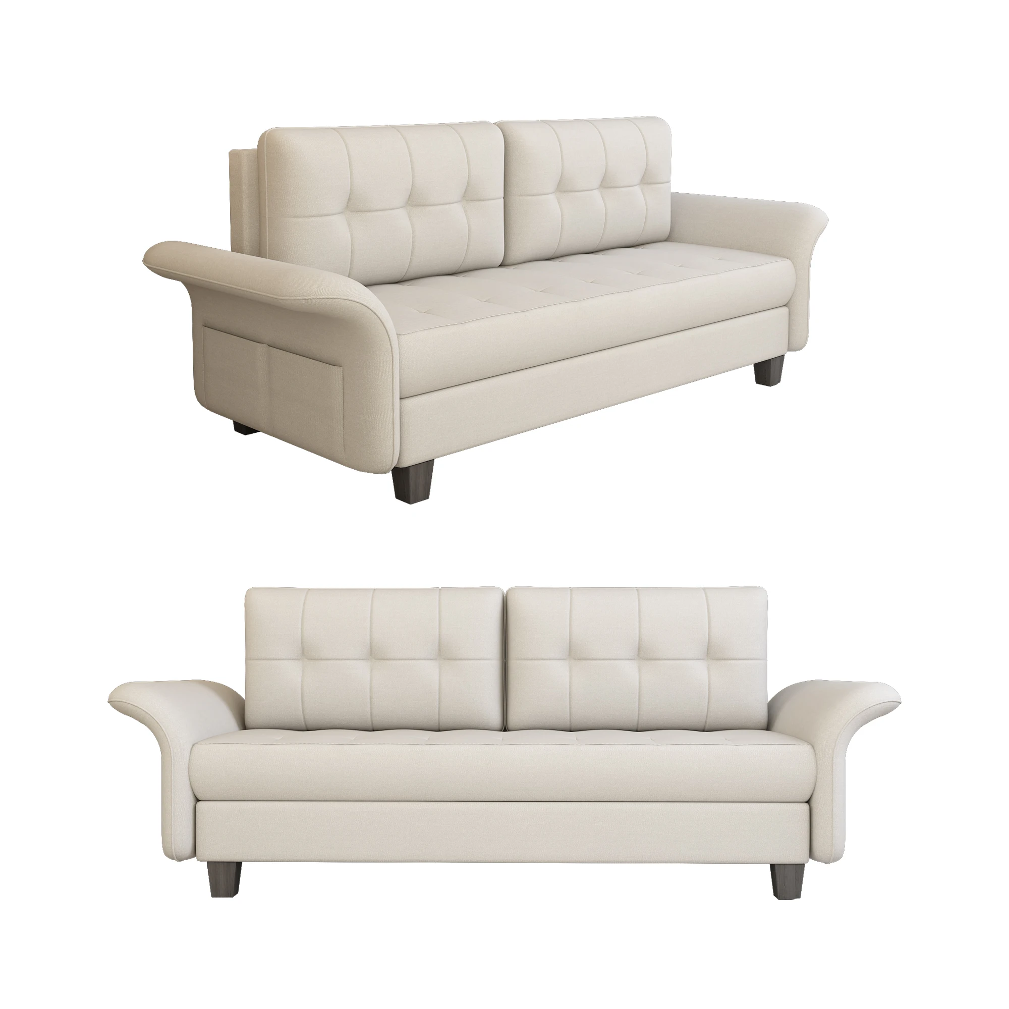 Futon Beige Couches  Luxury Modern the Backrest Can Be Reclined Modular 3 Seater  l Sofa l Chair  Living Room Furniture Indoor