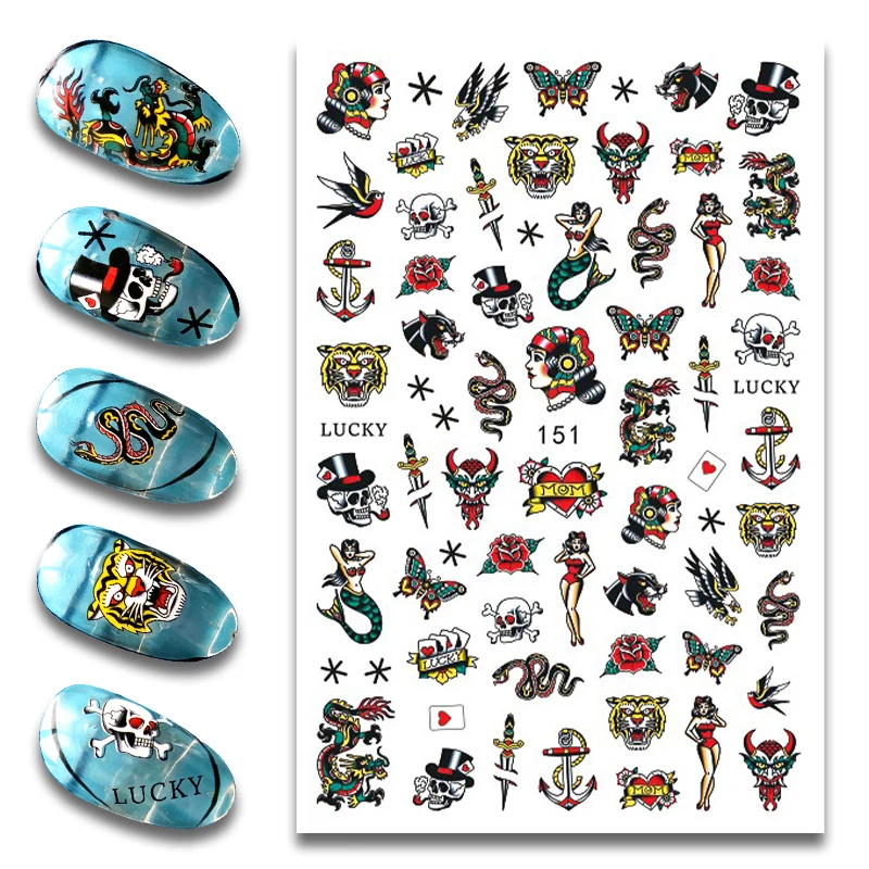 nail sticker art flower 2d EB series DIY Decoration 2021 Fashion customized design cartoon Self-adhesive Decals