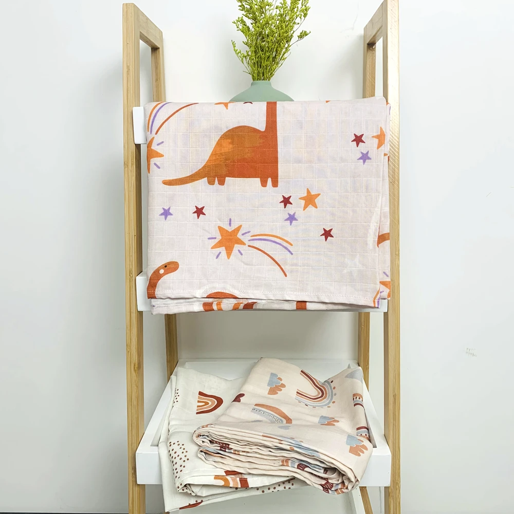Modern Organic Cotton Neutral Bamboo Baby Muslin Swaddle Blanket