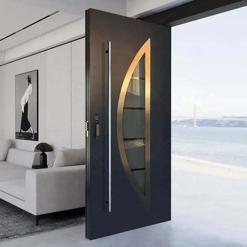 ANDA Custom security steel doors waterproof thermal insulated aluminum panel entrance door with smart lock