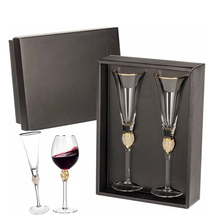 Crystal Diamond Gold Rimmed Wine Glasses Champagne Glasses Cocktail Glass For Wedding Party Dinner Crystal Diamond Wine Glass